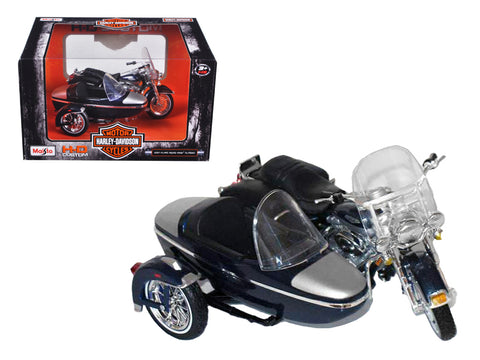 2001 Harley Davidson FLHRC Road King Classic with Side Car Black Motorcycle Model 1/18 Diecast Model by Maisto