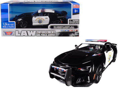 2017 Chevrolet Camaro ZL1 California Highway Patrol (CHP) Black and White \"Law Enforcement and Public Service\" Series 1/24 Diecast Model Car by Motormax