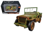 US Army WWII Jeep Vehicle Military Police Green Weathered Version 1/18 Diecast Model Car  by American Diorama
