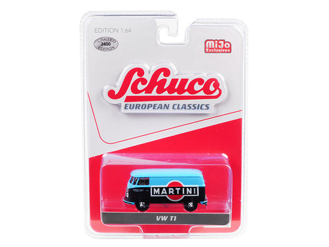 Volkswagen T1 Panel Van \"Martini Racing\" Blue \"European Classics\" Series Limited Edition to 2,400 pieces Worldwide 1/64 Diecast Model by Schuco