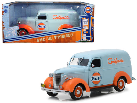 1939 Chevrolet Panel Truck \"Gulf Oil\" (\"Gulfpride\") Light Blue Running on Empty Series 1/24 Diecast Model Car by Greenlight