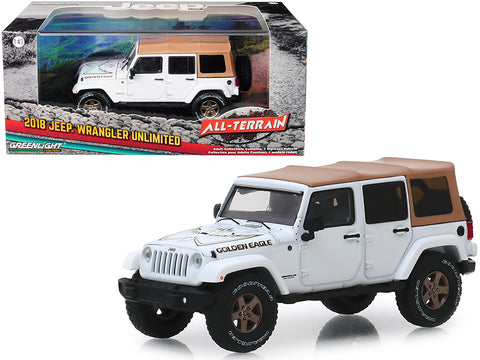 2018 Jeep Wrangler Unlimited \"Golden Eagle\" White with Tan Top \"All-Terrain\" Series 1/43 Diecast Model Car by Greenlight