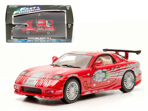 Dom\'s 1993 Mazda RX-7 Red \"The Fast and The Furious\" Movie (2001) 1/43 Diecast Car Model by Greenlight