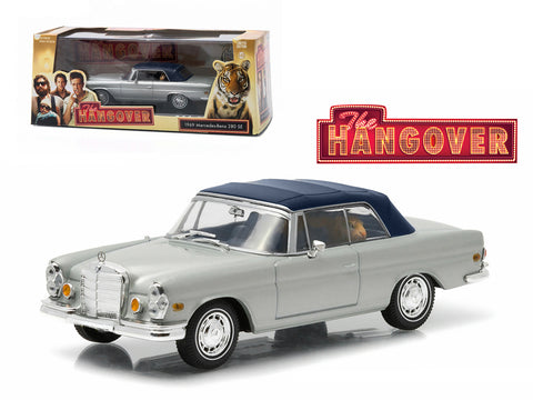 1969 Mercedes 280 SE Convertible Top Up Damaged with Tiger \"The Hangover\" Movie (2009) 1/43 Diecast Model Car by Greenlight