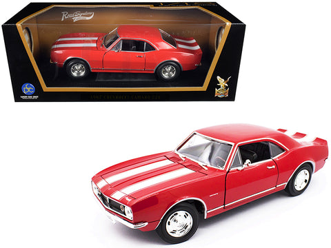1967 Chevrolet Camaro Z/28 Red with White Stripes 1/18 Diecast Model Car by Road Signature