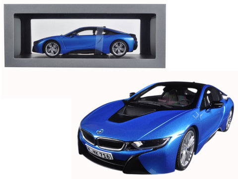 BMW i8 Protonic Blue and Frozen Grey 1/18 Diecast Model Car by Paragon