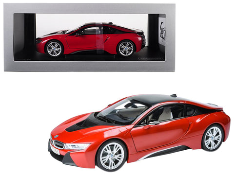 BMW i8 Protonic Red with Black Top 1/18 Diecast Model Car by Paragon