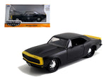 1967 Chevrolet Camaro Matt Black /Yellow 1/24 Diecast Model Car by Jada