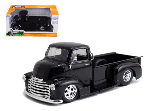 1952 Chevrolet COE Pickup Truck Black with Chrome Wheels 1/24 Diecast Model by Jada