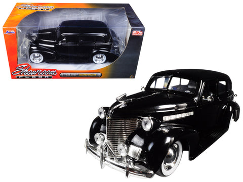 1939 Chevrolet Master Deluxe Black with baby Moon Wheels \"Showroom Floor\" 1/24 Diecast Model Car by Jada