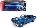 1969 Chevrolet Yenko Nova Blue with White Stripes Limited Edition to 1002 pieces Worldwide 1/18 Diecast Model Car by Autoworld