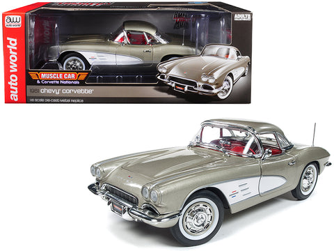 1961 Chevrolet Corvette Hard Top Fawn Beige \"Muscle Car & Corvette Nationals\" (MCACN) Limited Edition to 1002 pieces Worldwide 1/18 Diecast Model Car by Autoworld
