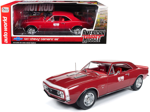 1967 Chevrolet Camaro SS \"Hot Rod\" Test Car Red with White Nose Stripe \"Hot Rod\" Magazine Limited Edition to 1,002 pieces Worldwide 1/18 Diecast Model Car by Autoworld