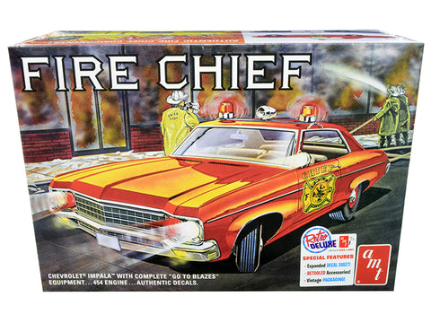 Skill 2 Model Kit 1970 Chevrolet Impala Fire Chief 2 in 1 Kit 1/25 Scale Model by AMT