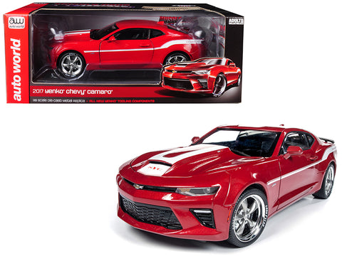 2017 Chevrolet Camaro Yenko Coupe Red with White Stripes Limited Edition to 1002 pieces Worldwide 1/18 Diecast Model Car by Autoworld