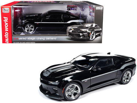 2018 Chevrolet Camaro Yenko/SC Stage I Coupe Black with Silver Stripes Limited Edition to 702 pieces Worldwide 1/18 Diecast Model Car by Autoworld
