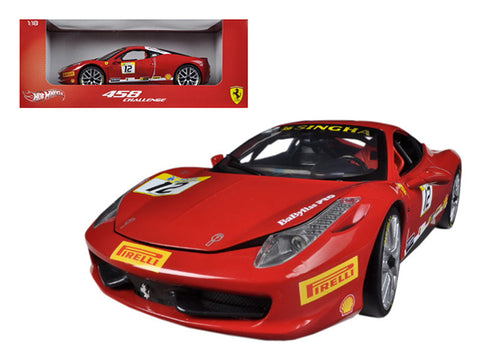 Ferrari 458 Challenge Red #12 1/18 Diecast Car Model by Hotwheels