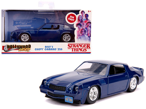 Billy\'s Chevrolet Camaro Z28 Metallic Dark Blue \"Stranger Things\" (2016) TV Series \"Hollywood Rides\" 1/32 Diecast Model Car by Jada