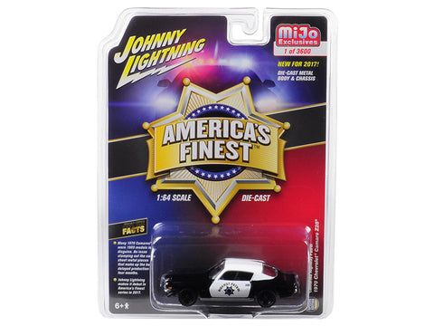 1970 Chevrolet Camaro Z28 California Highway Patrol (CHP) Black and White \"America\'s Finest\" Limited Edition to 3,600 pieces Worldwide 1/64 Diecast Model Car by Johnny Lightning