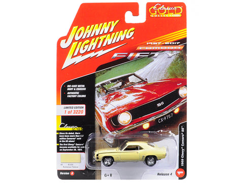 1969 Chevrolet Camaro SS Butternut Yellow 50th Anniversary Limited Edition to 3220pc Worldwide \"Muscle Cars USA\" 1/64 Diecast Model Car by Johnny Lightning