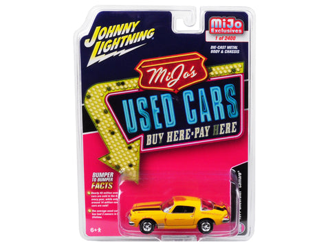 1977 Chevrolet Camaro Weathered Yellow with Black Stripes \"Used Cars\" Series Limited Edition to 2,400 pieces Worldwide 1/64 Diecast Model Car by Johnny Lightning