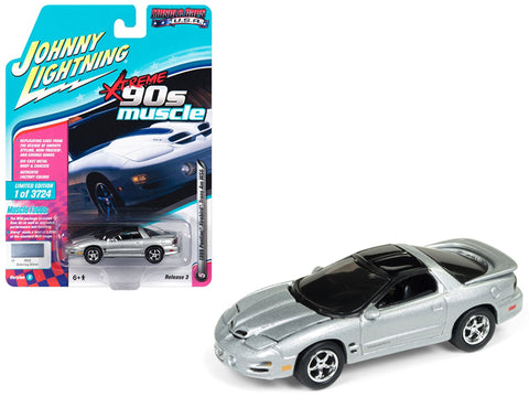 1999 Pontiac Firebird Trans Am WS6 Sebring Silver \"90\'s Muscle\" Limited Edition to 3,724 pieces Worldwide 1/64 Diecast Model Car by Johnny Lightning