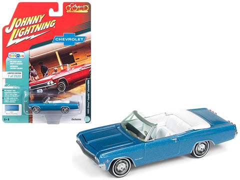 1965 Chevrolet Impala Convertible Blue Metallic \"Classic Gold\" Limited Edition to 2,520 pieces Worldwide 1/64 Diecast Model Car by Johnny Lightning