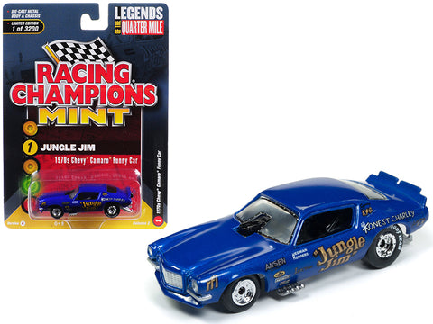 1970 Chevrolet Camaro Funny Car \"Jungle Jim\" Blue Limited Edition to 3,200 pieces Worldwide 1/64 Diecast Model Car by Racing Champions