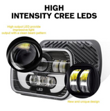 5 x 7 7 x 6" 240W H6054 HALO DRL SEALED BEAM LED HEADLIGHTS FOR TOYOTA RUNNER PICKUP TRUCK