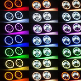 BLACK 7" Headlight LED RGB Halo Projector Angel Eye Jeep Wrangler JL (Set of 2 with Brackets and Harness)