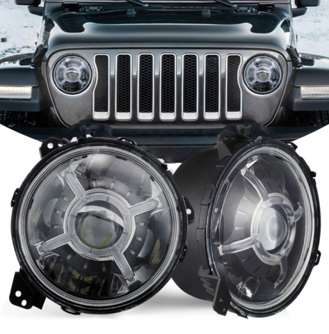Newest 9" Devil's Eyes LED Headlight With DRL & LED Fog Lights For 2018-2020 Jeep Wrangler JL & Jeep Gladiator JT