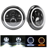 7" 80W Jeep Halo Headlights With Angel Eyes + 9'' LED Headlight Bracket Ring For 2018-2020 Jeep Wrangler JL And Jeep Gladiator JT