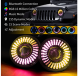 7" 3D RGB Halo LED Headlights For 1997-2020 Jeep Wrangler JK/TJ/LJ/JL & Jeep Gladiator JT