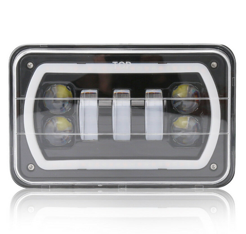 Jeep Truck Offroad 4"X6" Square High/Low Beam LED Headlight White DRL Waterproof