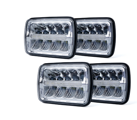 4 Pieces 7000 Evolution 5x7" CREE LED Headlight With High/Low Beam And DRL