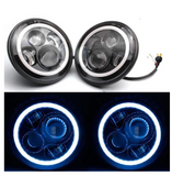 CREE LED Projector Headlights With Blue Halo With 9'' LED Headlight Bracket Ring For 2018-2020 Jeep Wrangler JL And Jeep Gladiator JT