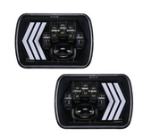 4 Pieces 5x7 " Inch Square Headlights With DRL Turning For Jeep Wrangler YJ Cherokee XJ Trucks