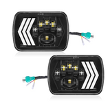 4 Pieces 5x7 " Inch Square Headlights With DRL Turning For Jeep Wrangler YJ Cherokee XJ Trucks