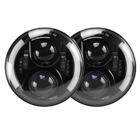 7 Inch 100W LED Headlights With White/White Halo Angel Eyes For 1997-2020 Jeep Wrangler JK/TJ/LJ/JL & Gladiator JT