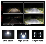 7 Inch 100W LED Headlights With White/White Halo Angel Eyes For 1997-2020 Jeep Wrangler JK/TJ/LJ/JL & Gladiator JT