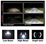 7 Inch 100W LED Headlights With White/White Halo Angel Eyes For 1997-2020 Jeep Wrangler JK/TJ/LJ/JL & Gladiator JT