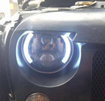 7 Inch 100W LED Headlights With White/White Halo Angel Eyes For 1997-2020 Jeep Wrangler JK/TJ/LJ/JL & Gladiator JT