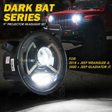 9" Round Dark Bat Series CREE LED Headlights With DRL For 2018+ Jeep Wrangler JL & Gladiator JT