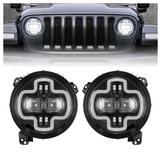 9" Round LED Halo High Low Beam Headlight With DRL Daytime Driving Lights Upgraded For 2018-2020 Jeep Wrangler JL And Jeep Gladiator JT