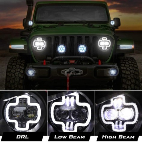 9" Round LED Halo High Low Beam Headlight With DRL Daytime Driving Lights Upgraded For 2018-2020 Jeep Wrangler JL And Jeep Gladiator JT