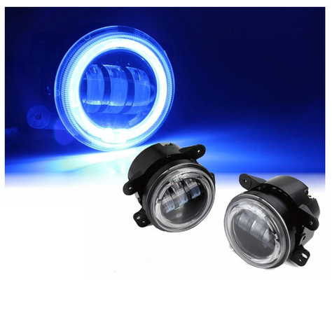 4" 60W CREE LED Fog Lights W/ Blue Halo Ring DRL