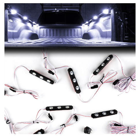 White 8 LED Rock Light Pods Truck Bed Lighting Kit W/ Switch