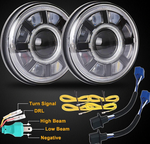 7'' Round LED Jeep Wrangler Headlights With Dual Halo DRL Turn Signal For Jeep JK/TJ/CJ/LJ
