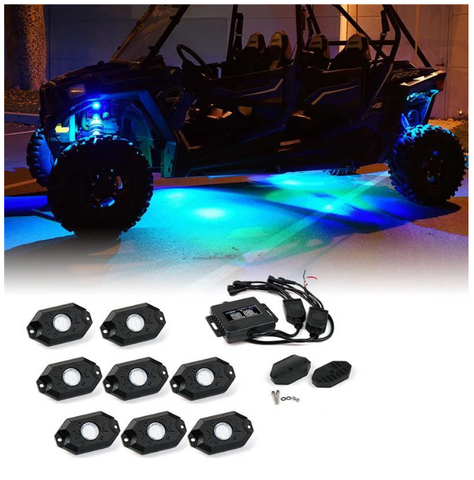 8PC Bluetooth Multi-Color RGB LED Rock Lights