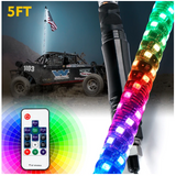 5ft/6ft Spiral RGB LED Whip Light With Remote Control